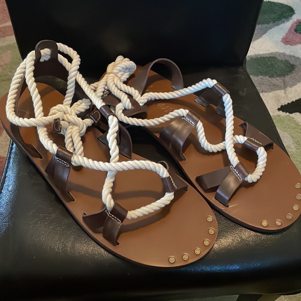 J.Crew Veg Leather Rope Lace-Up Sandals-New - Picture 5 of 6